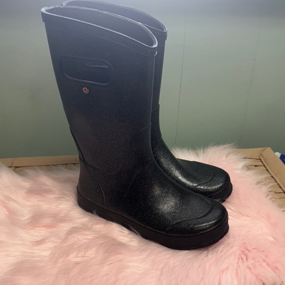 Bogs Shiny Black Kids Boots - Picture 1 of 5